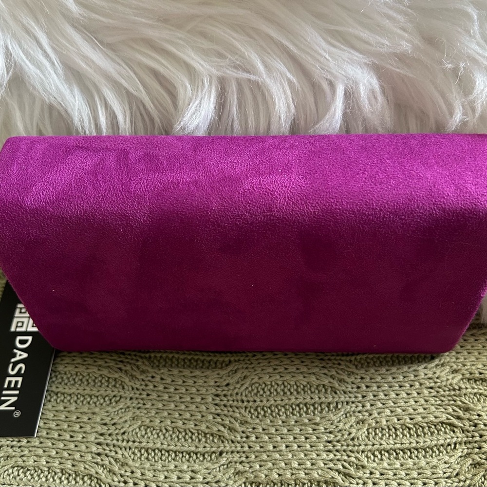 NWT Dasein Fuchsia Crystal-Embellished Envelope Clutch - Picture 4 of 7